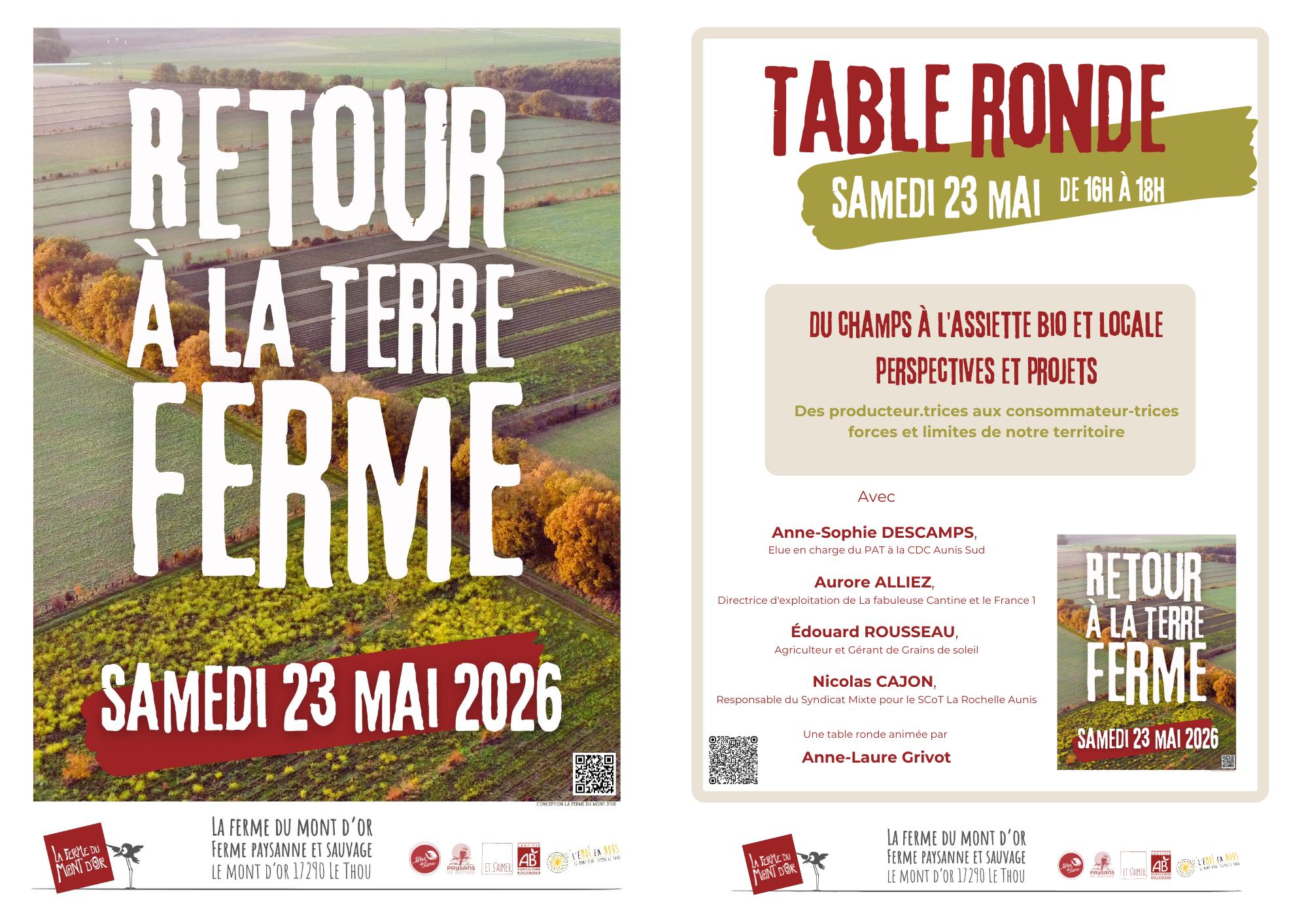 Table ronde : DU CHAMPS À L’ASSIETTE BIO ET LOCALE